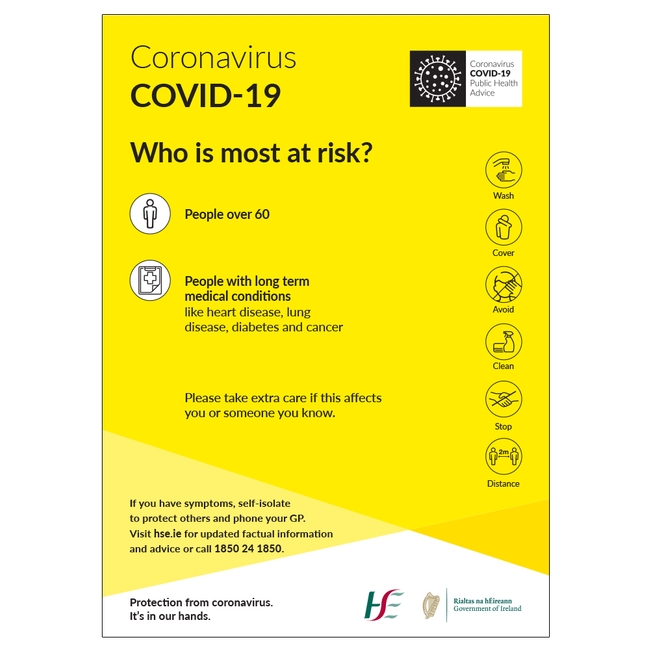 Who Is Most At Risk Coronavirus HSE Sign 